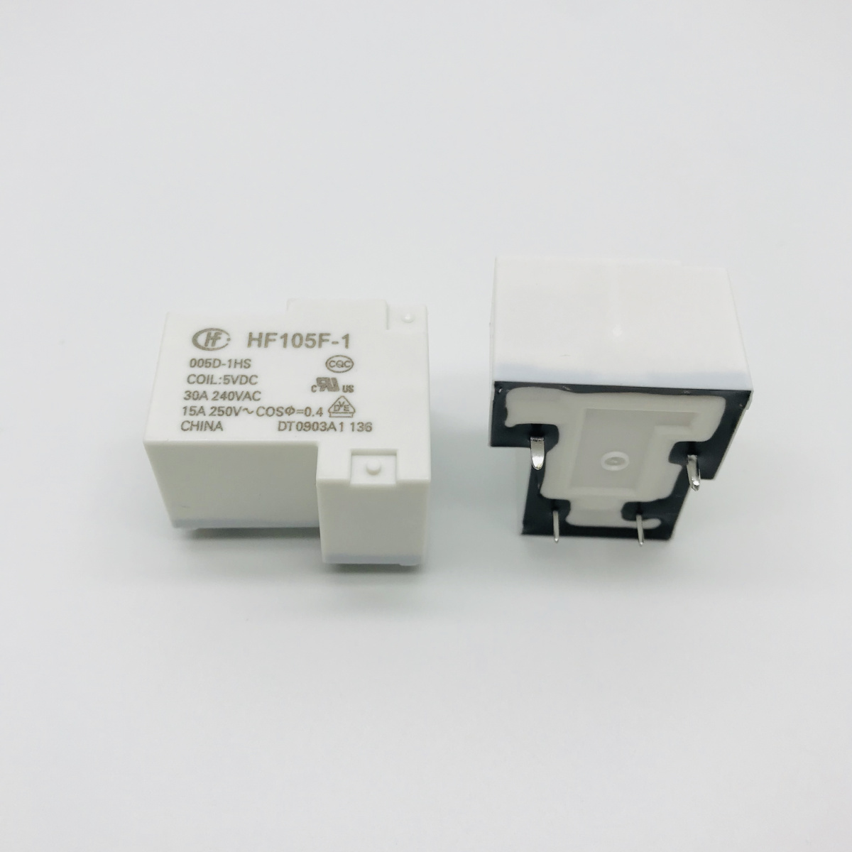 宏发继电器JQX-105F-1-005D-1HS 5VDC驱动、30A大电流的常开4脚电磁继电器详解